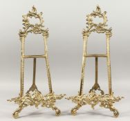 A LARGE PAIR OF BRASS EASLES.