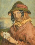 G.M. Beard, The Fortune Teller, watercolour, signed and dated Xmas 1885, 11.5