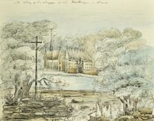 19th Century Continental School, a collection of two views of monasteries in Italy, along with a