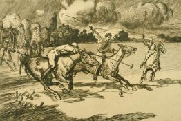 Pierre Georges Jeanniot (1848-1934) French, Polo players in India, etching, signed in pencil, 13.75