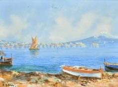 G. Gianni (19th/20th Century), sailboats in the bay of Naples, watercolour, signed, 9