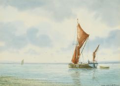 Alan Whitehead (b.1952) Irish, A sailing barge, watercolour, signed, 5.5