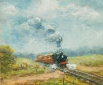 Peter Coombs (1929-2007), 'Country Crossing', A study of a steam train, watercolour and gouache,