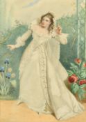 19th Century School, a pair of watercolours of ladies in a formal garden, each 10