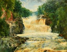 Edwin Frederick Holt (1830-1912) The waterfall, oil on canvas, signed and dated 1873, 28