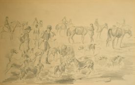 A group of drawings, mostly of horses, all indistinctly signed verso in pencil, all have the stamp