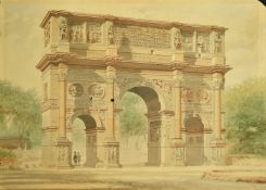 Follower of Rudolf von Alt (1812-1905) The Arch of Constantine, Rome, watercolour, 10.5