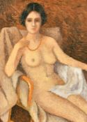 Follower of Ernest Laurent, 20/21st Century, A nude lady seated, oil on canvas, 14