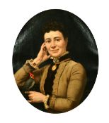 Edouard Antoine Marsal (1845-1929) French, a half-length portrait of a lady holding a small bird,