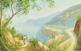 Maria Gianni (1873-1956) Italian, View of the Amalfi Coast, gouache, signed, 12