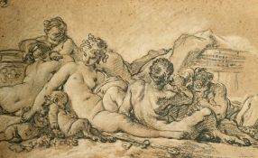 A double sided print of classical figures after a drawing by Boucher 9.75