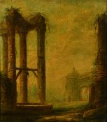Circle of Charles-Louis Clerisseau, 18th Century, a view of figures amongst classical ruins, oil