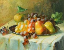 J. Howard (20th Century), a still life of fruit, oil on board, 8