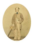 Three 19th Century portraits, watercolour, one possibly over a print base, 5.5