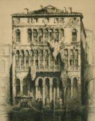 Andrew F. Affleck (1874-1935), Palazzo Loredon, Venice, dry point etching, signed in pencil, 14.