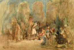 Frank Brangwyn (1867-1956) British, 'Whirling Dervishes' a scene of figures gathered in a