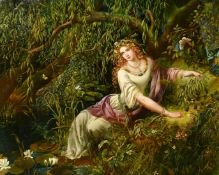 Circle of Joseph Noel Paton, 'Ophelia' a Pre-Raphaelite scene, oil on canvas, Christie's stamp