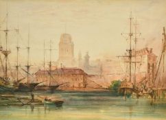 Follower of Clarkson Stanfield (1793-1867) A harbour view, possibly Havre de Grace, France,