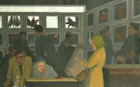 Circle of Ruskin Spear (1911-1990) The poultry market, oil on board, 19.75