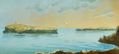 Joseph Bonello (b. 1878) Maltese, a view of St Paul's Island, Malta, watercolour, signed with