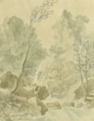Edmund Becker (fl.c.1770-1800) Lodore Falls, Keswick, Lake District, pen and ink with grey wash,
