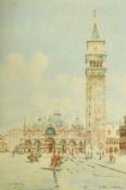 De Fortunati (19th/20th Century) Italian School, a view of St Mark's Companile, Venice, watercolour,