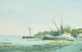 A print of Pin Mill, Suffolk, signed and inscribed 'For Norman and Marjorie', numbered 154/850, 10.