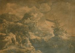 18th Century engraving, Gasper Poussin after Vivares, Jonah and the Whale, 19