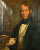 19th Century English School, Portrait of a gentleman with his dog, oil on canvas, 30