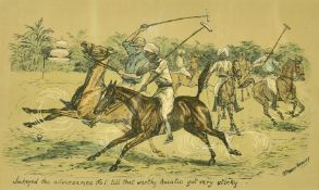 Cuthbert Bradley (1861-1943) British, a pair of hand-coloured scenes of Polo and horsemanship,