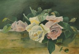 S. Mayer (circa 1930) A still life of roses, oil on canvas, signed and dated 1930, 13