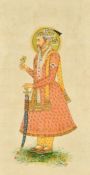 Udaipur School, portrait of Maharaja set within a border of flowers, 12.5