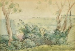 20th Century School, Landscape with trees, watercolour, indistinctly signed and dated 1923, 6.5