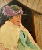 Maurice Codner (1888-1958) British, a bust length portrait of a lady in a hat, oil on canvas, 24