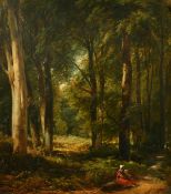 Henry Brittan Willis (1810-1884) British, figures resting in a woodland glade, oil on board, 16