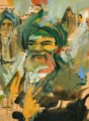 Sumbat Der Kiureghian (1913-1999) Iranian/Armenian, a study of figures, watercolour, signed, 9.5