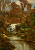 19th/20th Century, a view of a watermill by a rocky stream, oil on canvas, indistinctly signed,