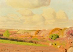 Robert Morson-Hughes (1873-1953) British, autumnal trees by a field, oil on board, signed, 10