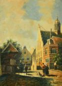 20th Century, a Dutch town scene, oil on board, indistinctly signed, 7