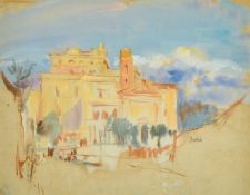 Francis Dodd (1874-1949) Frascati, Italy, watercolour with chalk, signed, titled beneath mount, 9.