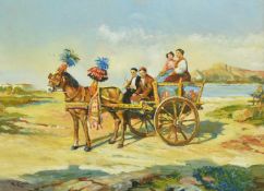 M. Capra, the gypsy cart, oil on board, signed 12