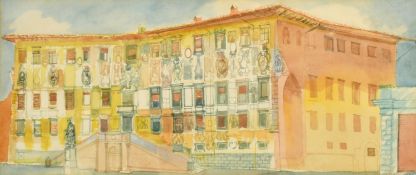 Circle of John Stanton Ward, A Venetian Palazzo, watercolour, dedicated and dated '72, 5.75