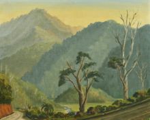 Joan Dennison 'The road through the Rimatakas to the north of Wellington, New Zealand', oil on