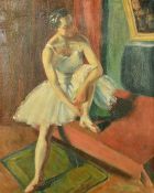 Early 20th Century Continental School, a study of a seated ballerina, oil on canvas, 24