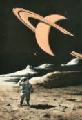 20th Century, a set of 3 scenes depicting astronauts, watercolour and gouache, indistinctly