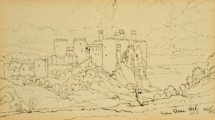 William Leighton Leitch (1804-1883) British, A view of Conway Castle, drawing, initialed,