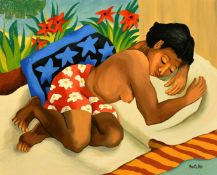 After Botello, 20/21st Century, A partly nude woman sleeping, oil on canvas, bears signature, 16