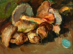 Danish School, early 20th Century, A still life of mushrooms, oil on board, indistinctly inscribed