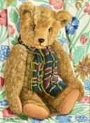 Joanna Bryan (b.1956) British, 'Teddy's New Scarf', oil on canvas, signed, 16