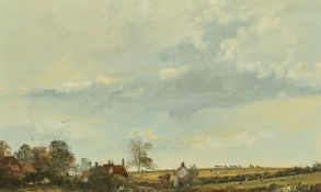 Edward Stamp R.I (b. 1939) British, June Evening, Pitchcott, Buckinghamshire, oil on board, signed